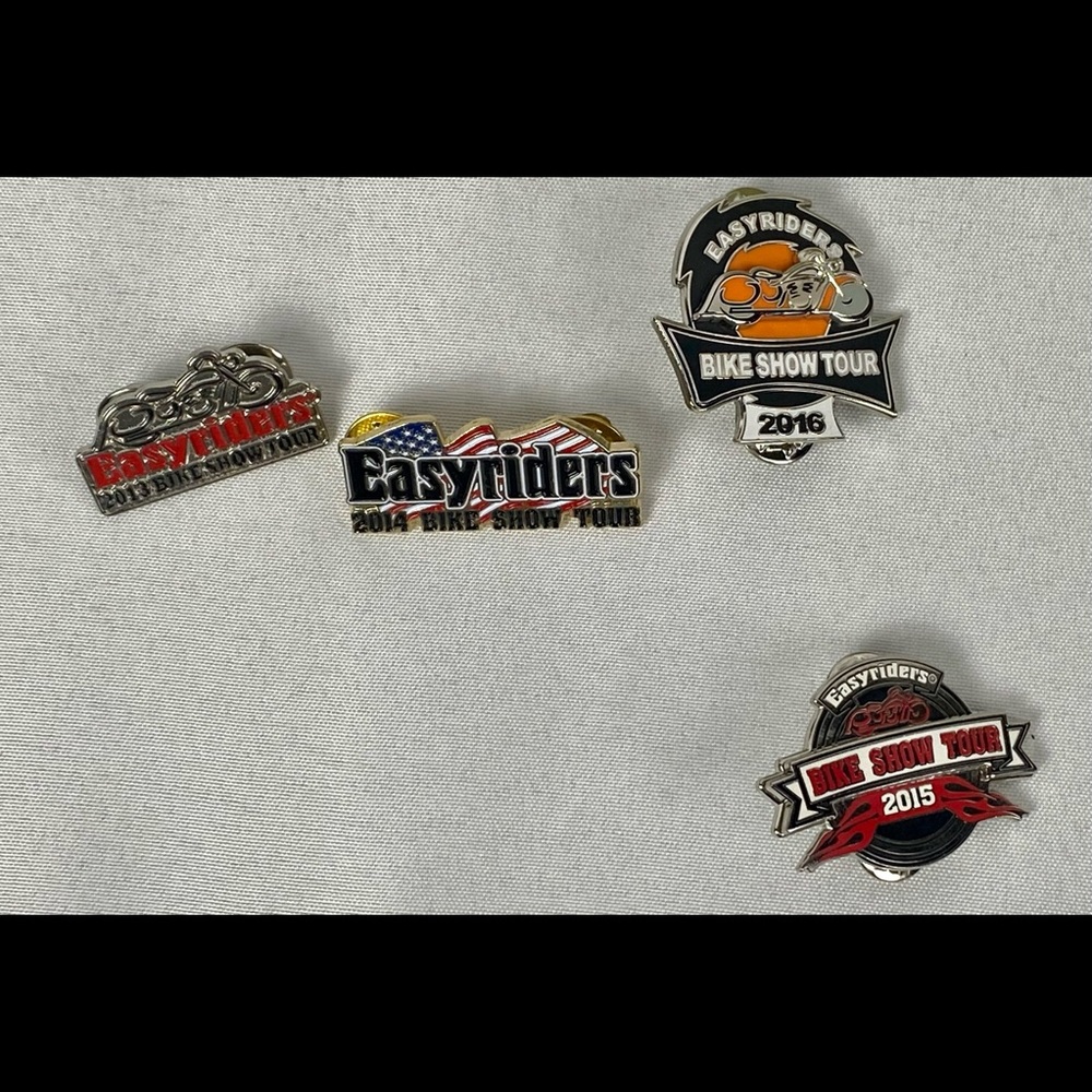 EASYRIDER  Pins  "BIKE SHOW" RIDE HARLEY BIKER VEST HAT PINS 2013 -2016 (4 Pins)